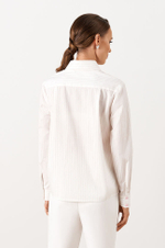 22989 Блузка женская (молочный, серая полоска)