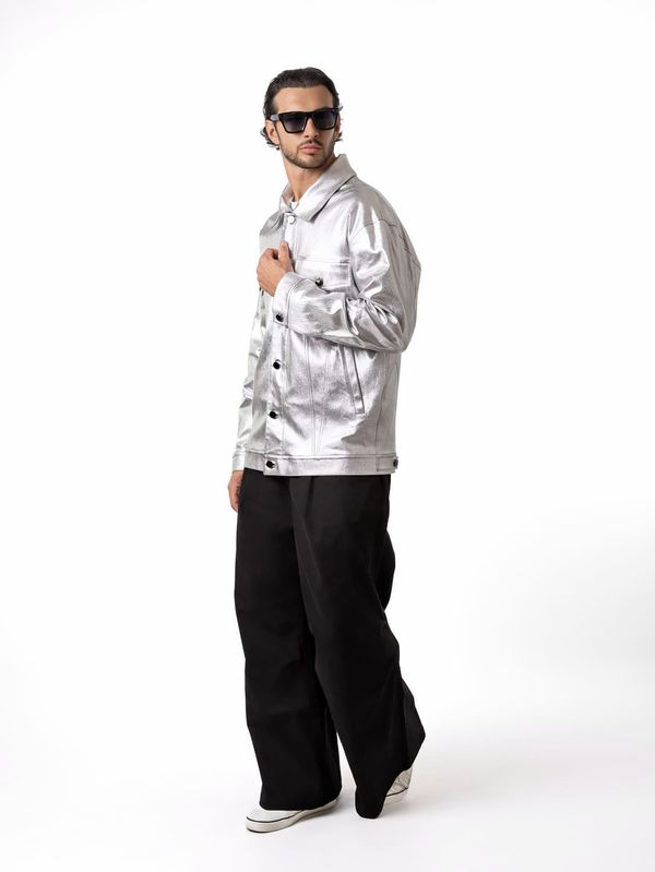 Куртка джинсовая серебро - фото 3