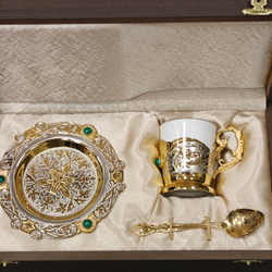 Кофейный набор Златоуст c малахитом "Утро"