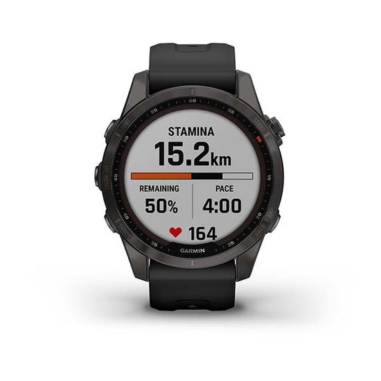 Умные часы Garmin FENIX 7S Sapphire Solar титановый угольно-серый DLC с силиконовым ремешком
