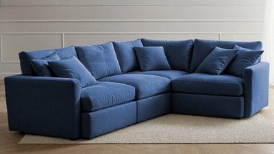 Угловой диван Стелф ЭКО Velutto 54 231*185*90 см, синий Велютто Еврокнижка Фиеста