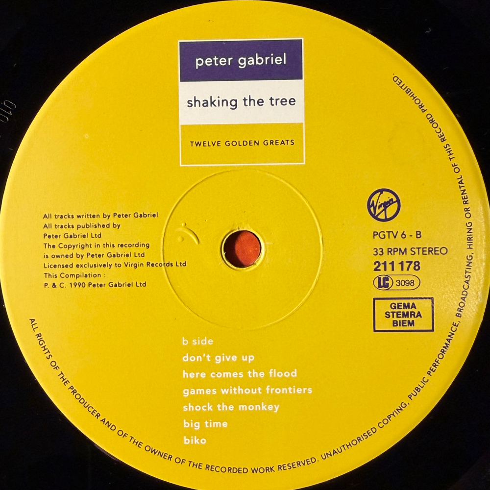 Peter Gabriel ‎– Shaking The Tree: Twelve Golden Greats (Европа 1990г.)