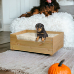 Лежанка домик для кошек и собак мелких и средних пород Вальди 78х58 см из массива сосны, прочный лежак для кошек и собак