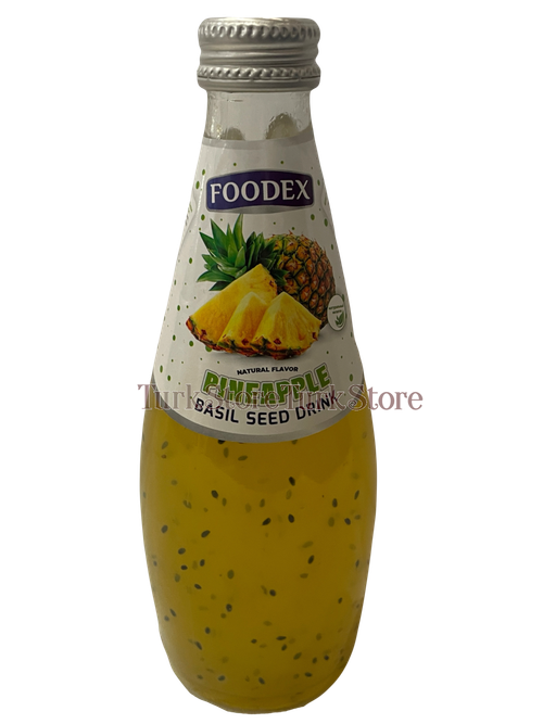 Напиток негазированный со вкусом ананаса с семенами базилика FOODEX 300 мл стекло