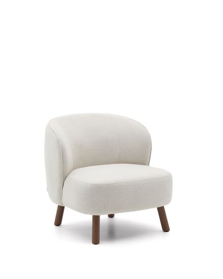 Кресло Ulit из бежевой синели с ножками из ясеня с отделкой под орех