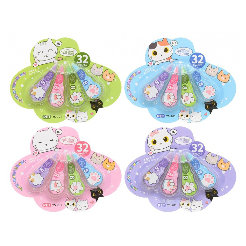 Корректирующая лента Basir, длина 5м, серия "Лапки", 4 шт