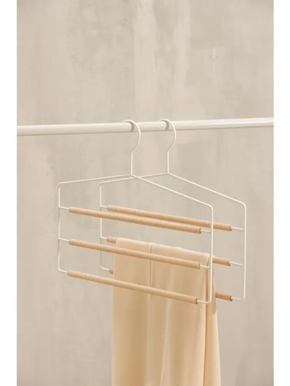 Вешалка для брюк и юбок многоуровневая SAVANNA Wood, 3 перекладины, 37×32×1,1 см, цвет белый