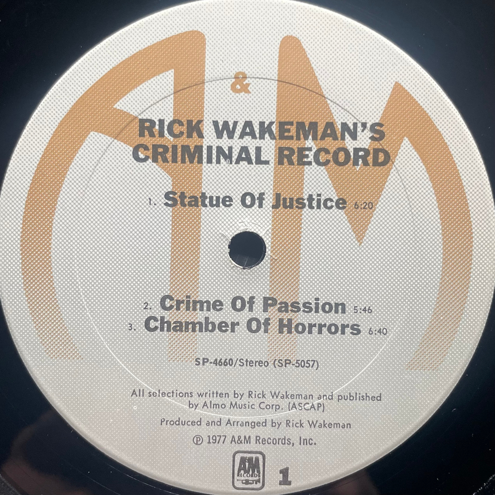 Rick Wakeman ‎– Rick Wakeman's Criminal Record (США 1977г.)