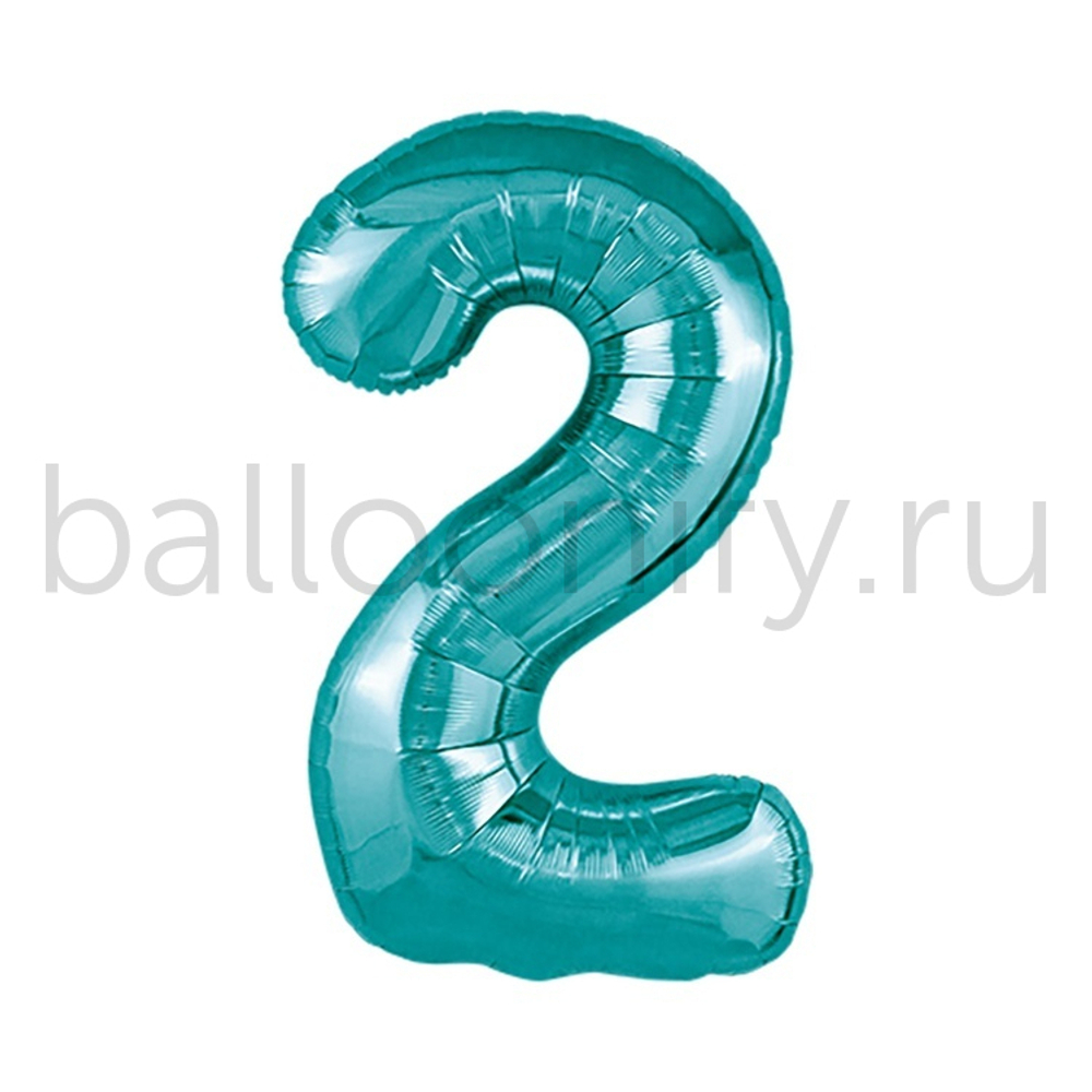 Шар ЦИФРА 2 Металлик Ocean 40" 102 см