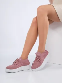 Слипоны на высокой подошве мокасины летние текстильные