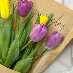 5 тюльпанов микс в крафте