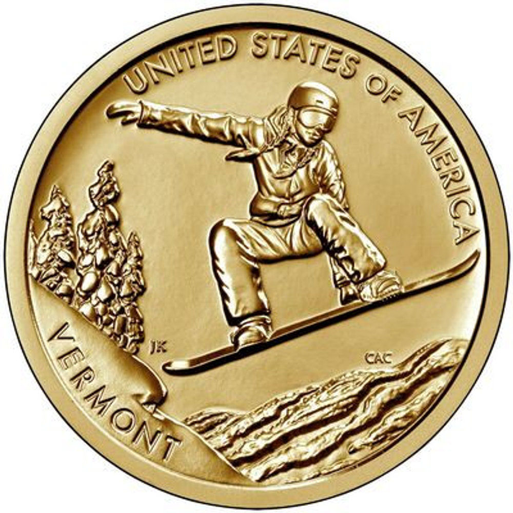 1 доллар Сноуборд Американские инновации (Вермонт) США 2022 год.