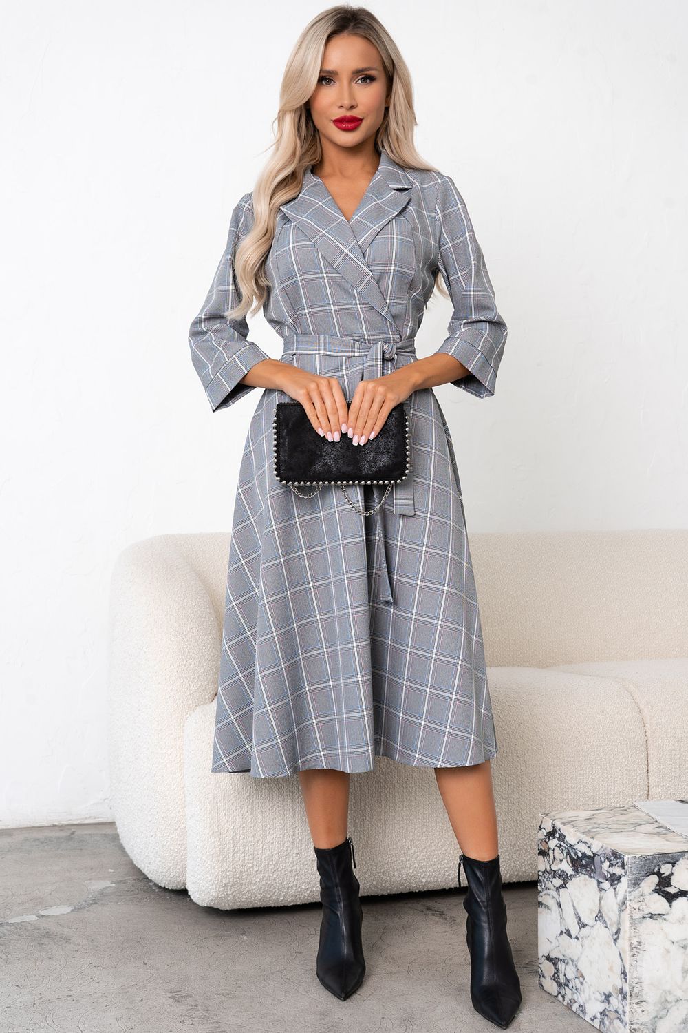 Платье в клетку (серый) Р11-1225/3 Nikol