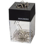 Скрепочница магнитная BRAUBERG с 30 скрепками, прозрачный корпус.