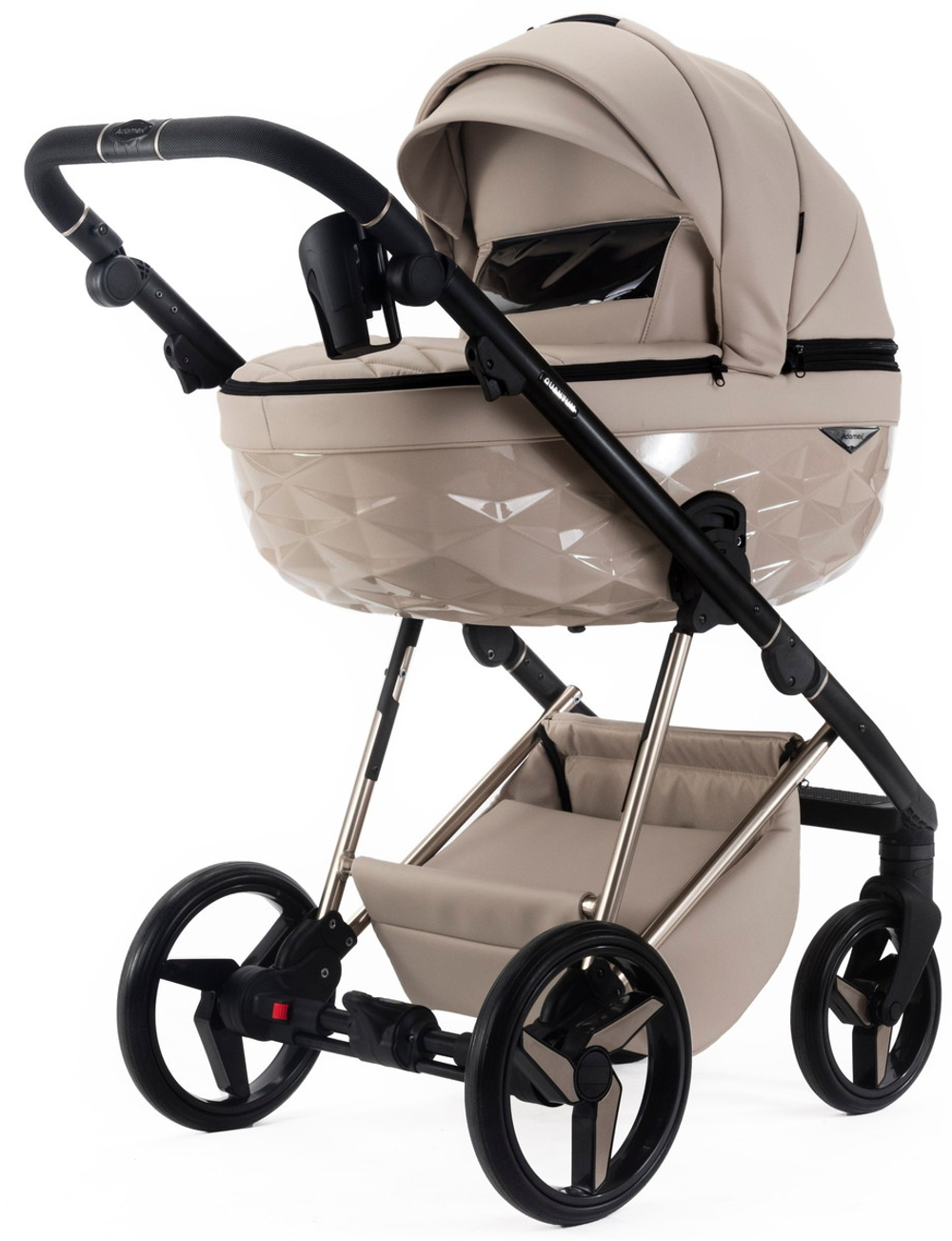 Детская коляска Adamex Quantum Superstar Deluxe 2 в 1 Q-STAR155-K (СВ.БЕЖ.КОЖА+СВ.БЕЖ.ДНО+БЕЖ.РАМА)
