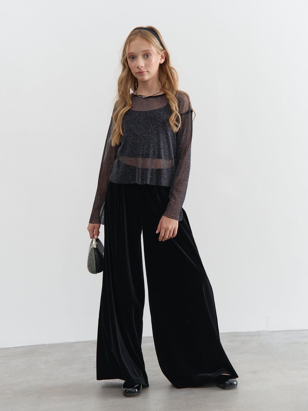 Лонгслив сетка + топ "Уголь" 7+