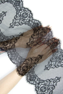 Кружево шантильи черное неэластичное ширина 25 см