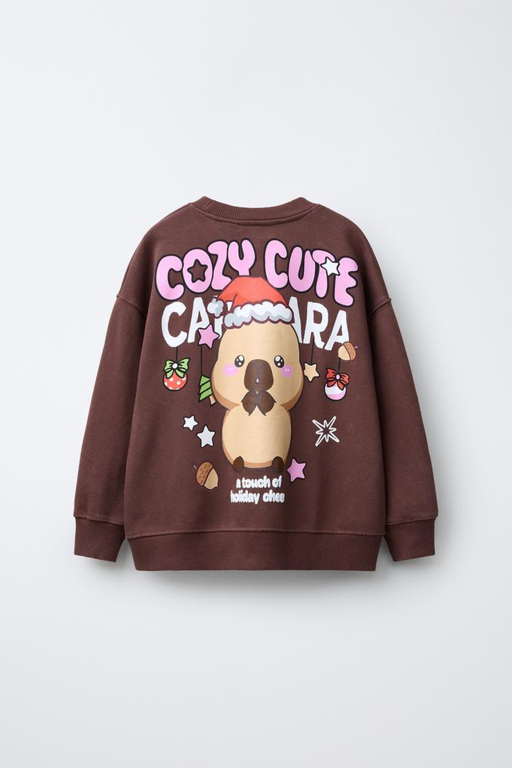 ZARA СВИТШОТ С ПРИНТОМ «КАПИБАРА КАПИФАН» ©, КОРИЧНЕВЫЙ