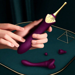 Клиторальный вибростимулятор Zalo Bess с насадками, фиолетовый