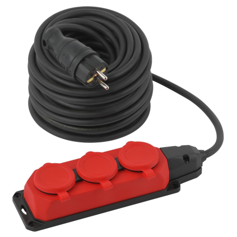 Удлинитель силовой ЭРА UK-3e-3x1,5-30m-IP44(KG) с заземлением 3 розетки каучук 30м КГ 3х1,5мм2 IP44 | Силовые удлинители