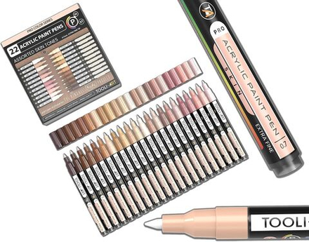 TOOLI-ART Набор акриловых маркеров, 22 маркера Skin Pro Color в ассортименте, 0,7 мм