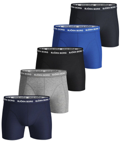 Мужские боксеры спортивные Björn Borg Shorts Solid 5P - blue depths