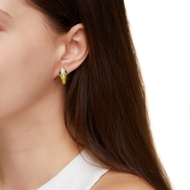 Серьги-кольца Мини Неоновая Змея – Желтые