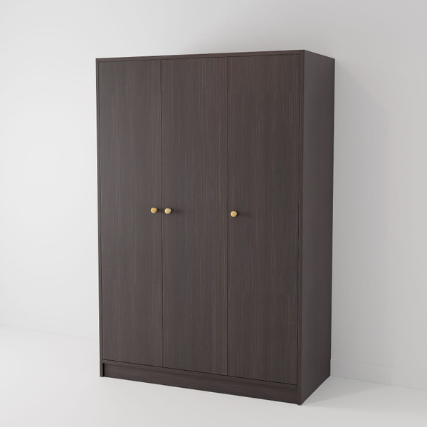 Шкаф для одежды трехдверный Марм, 117х55х175 см, распашной шкаф со штангой и полкой для вещей, ЛДСП черная сосна