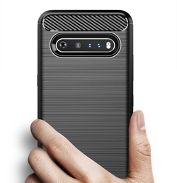 Черный чехол мягкий для LG V60 ThinQ, серия Carbon от Caseport