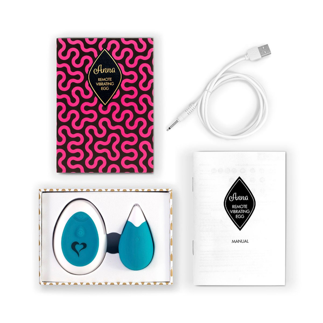 Вибромассажер в форме капли на радиоуправлении Anna Vibrating Egg морская волна