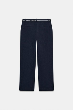 ZARA ПРЯМЫЕ БРЮКИ С ПОЯСОМ, МОРСКОЙ СИНИЙ