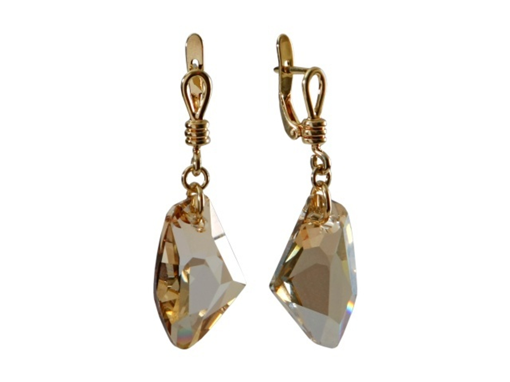 "Кьелль" серьги в золотом покрытии из коллекции "Водопад" от Jenavi  с английским замком