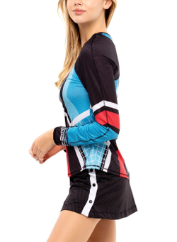 Женская футболка теннисная (dł. Рукава) Lucky in Love Post a Plaid Raquet Power L/S - black