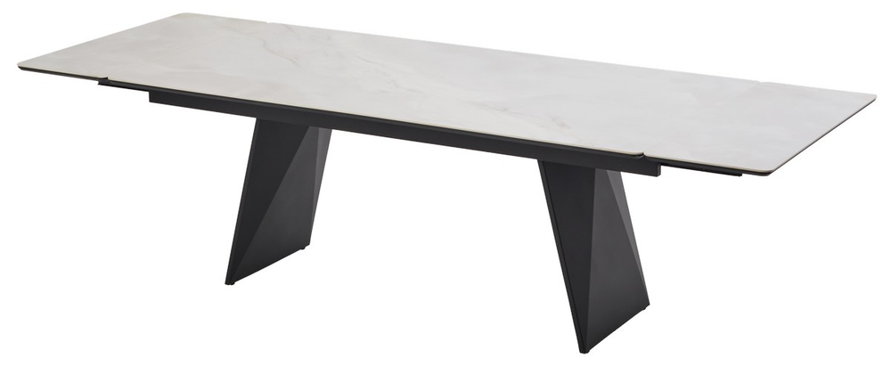 Стол М-City DISAUR Шерл 200 Оникс (Crystal Onix Bianco), керамика, Черный каркас