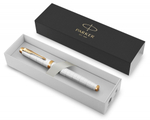 Ручка роллер Parker IM Premium T318  Pearl GT F черные чернила, в подарочной коробке