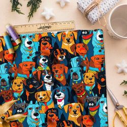 Ткань премиум флис мультяшные собаки