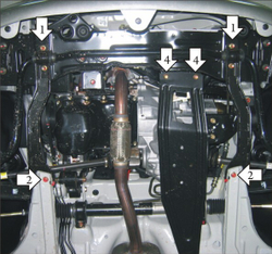 Усиленная защита Motodor картера двигателя, кпп. 2 мм, сталь. для Daewoo Matiz 1998-2000,Daewoo Matiz 2000-2016 арт.00508