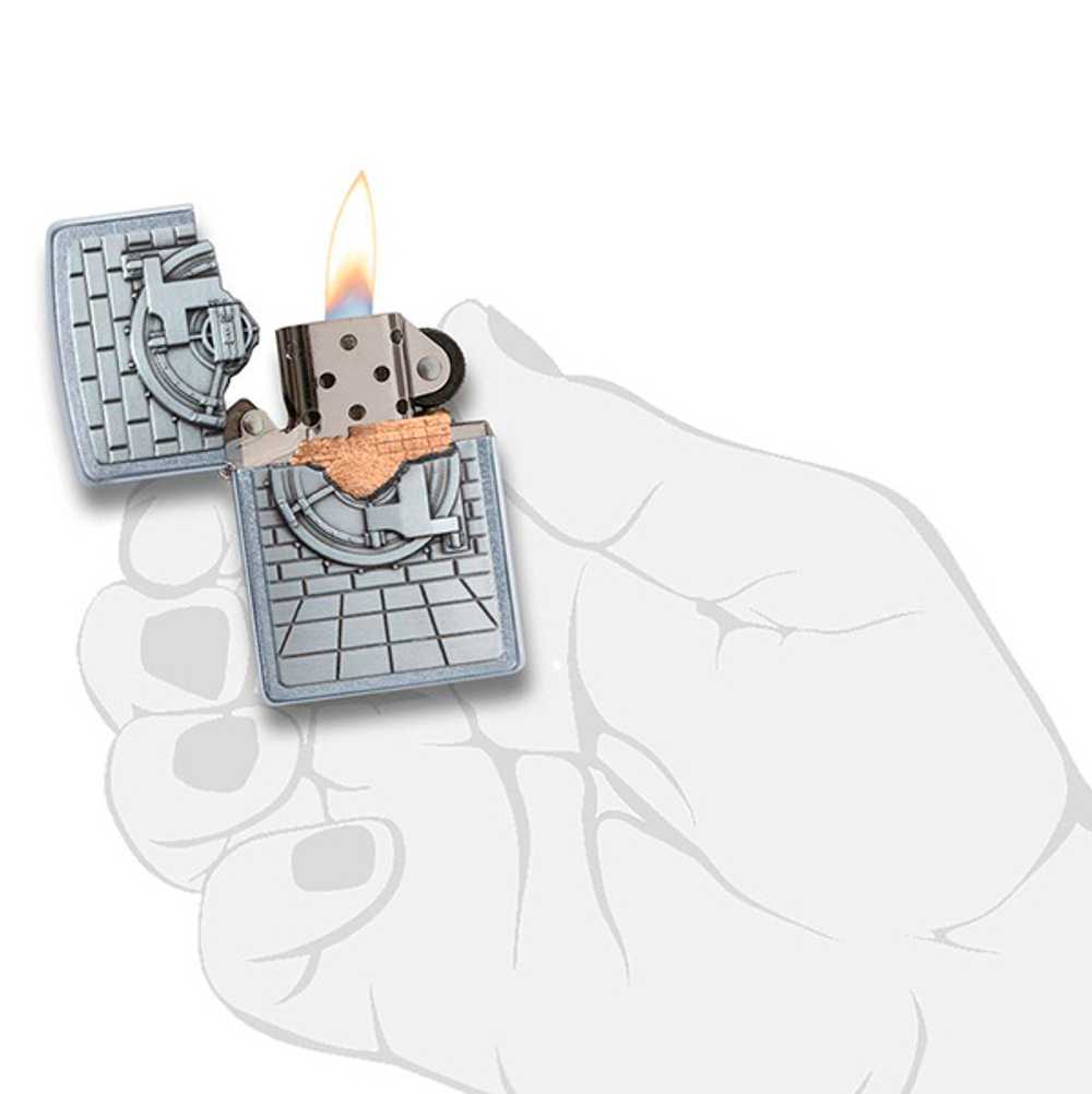 Зажигалка Zippo Classic Safe with Gold Cash Surprise с покрытием Street Chrome