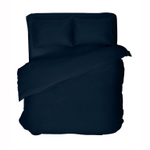 Комплект постельного белья Сатин тёмно-синий ЕВРО