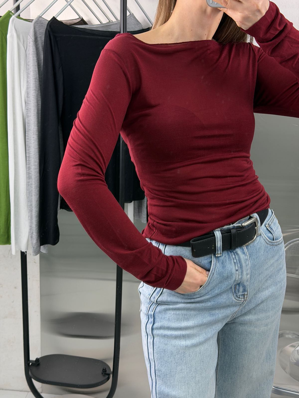 Лонгслив женский арт. 0100 цвет "бордовый"