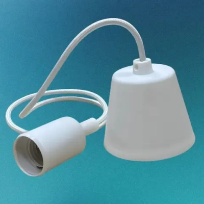 Патрон подвесной декоративный под лампу E27 белый, 1 метр