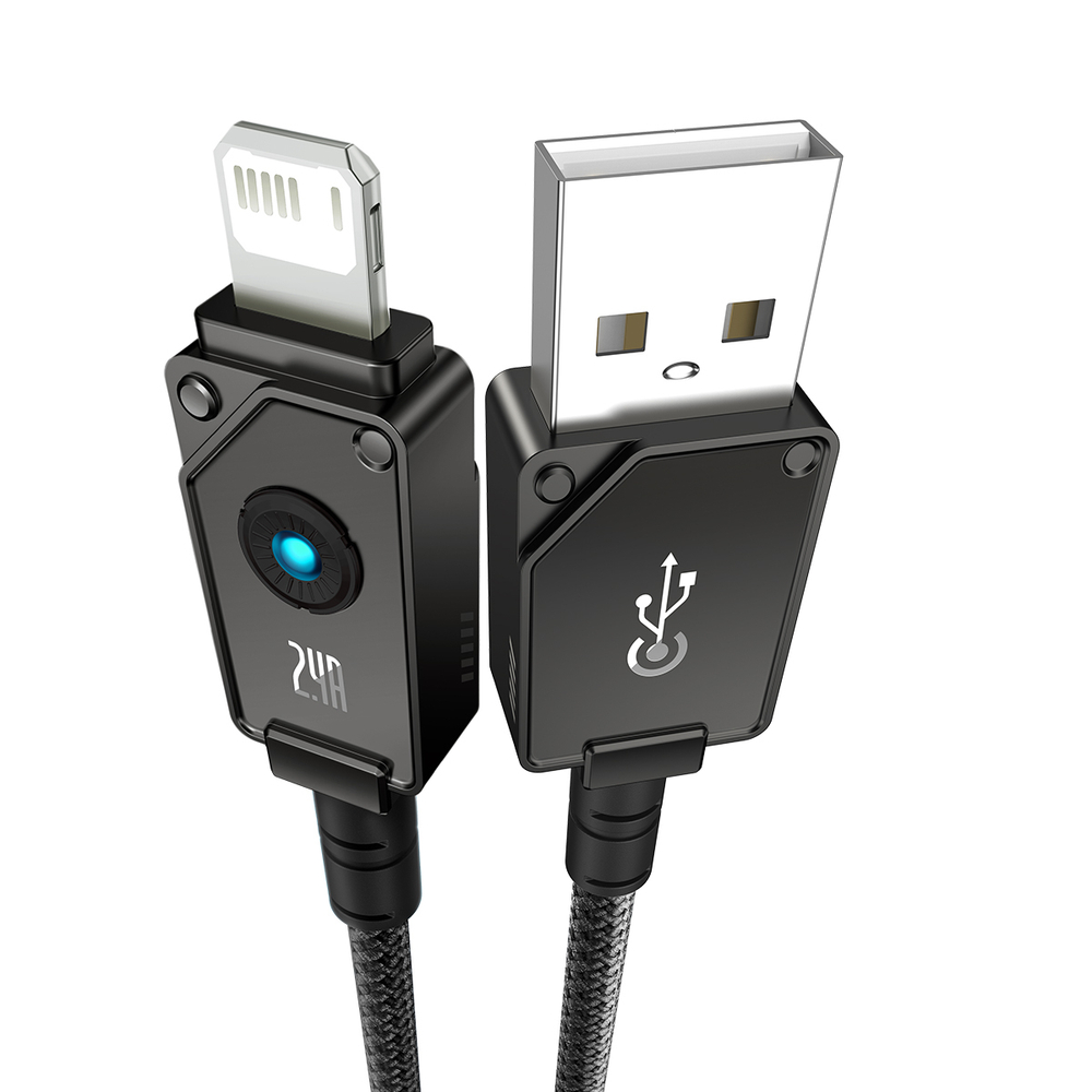 USB-A - Lightning Кабель Baseus Unbreakable Charging+Data 2.4A 2m - Cluster Black