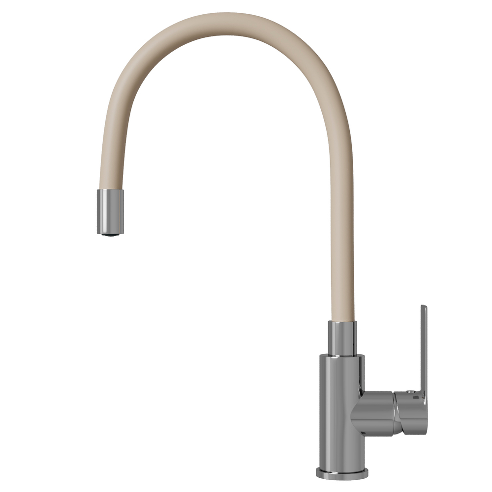 Смеситель для кухни 35к MIXLINE ML35-095 гибкий излив, б/отв, боковая, бежевый