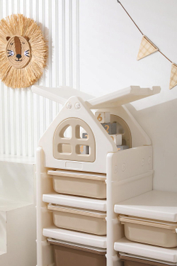 Стеллаж для игрушек UNIX Kids 9 ящиков Camel