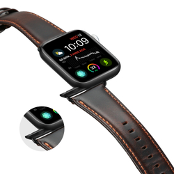 Ремешок из натуральной кожи кофейного цвета от Dux Ducis для смарт часов Apple Watch 38, 40, 41 и 42мм, серия Business Series