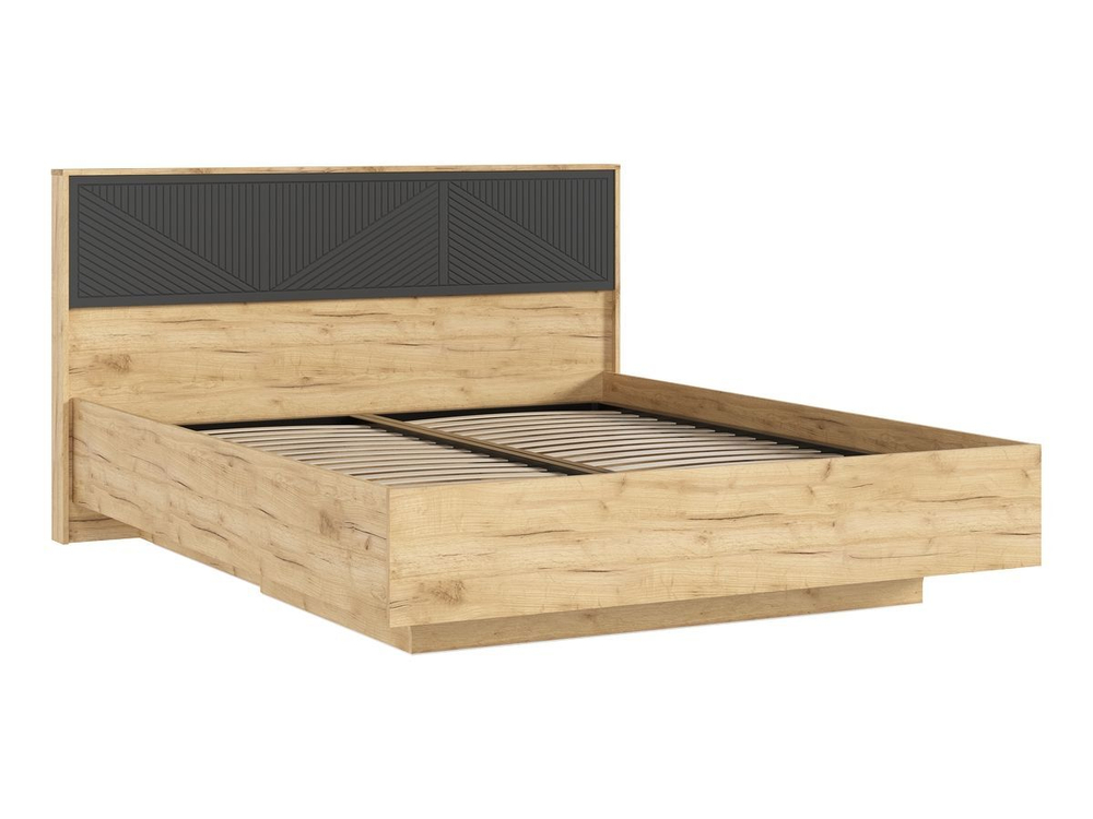 Кровать двухспальная 160х200 парящая с подъемным механизмом Браш Графит/Дуб Крафт