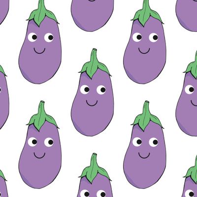 весёлые баклажаны на белом