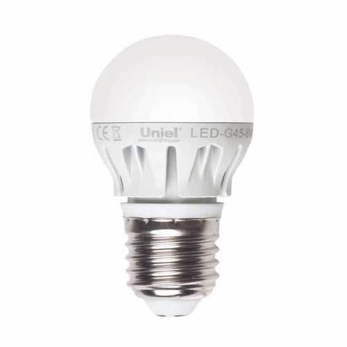 LED-G45-6W/NW/E27/FR ALM01WH Лампа светодиодная. Форма шар, матовая колба. Материал корпуса алюминий. Цвет свечения белый. Серия Merli. Упаковка пла