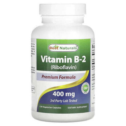Витамины группы B Best Naturals, Витамин B2 (рибофлавин), 400 мг, 120 вегетарианских капсул