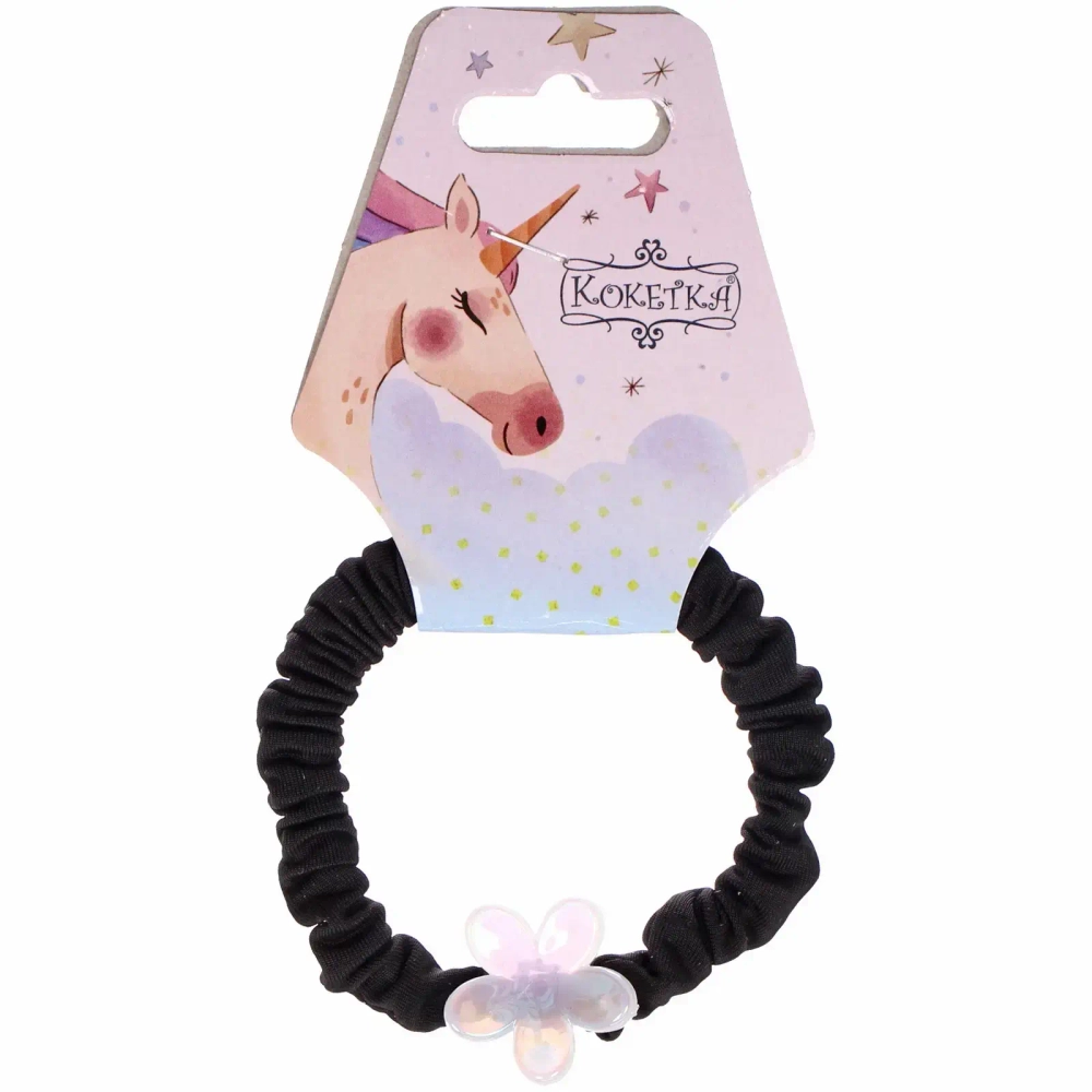 Резинка для волос 1шт «Франка», цвет черный, цветочек, d-5,5см